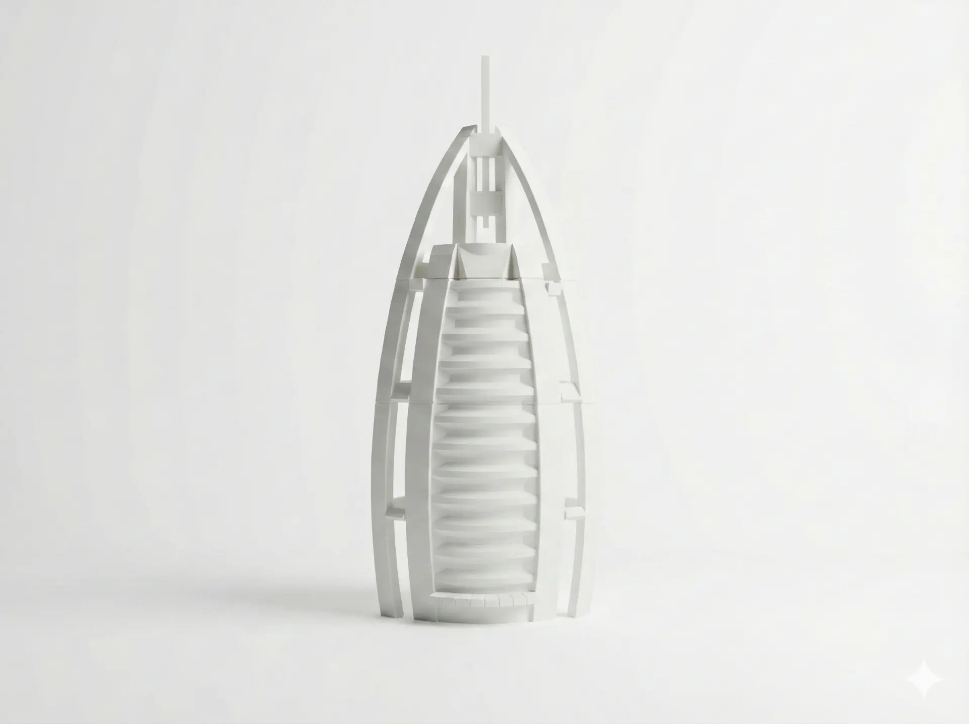 Maquette imprimée en 3D d’une tour hôtelière en forme de voile